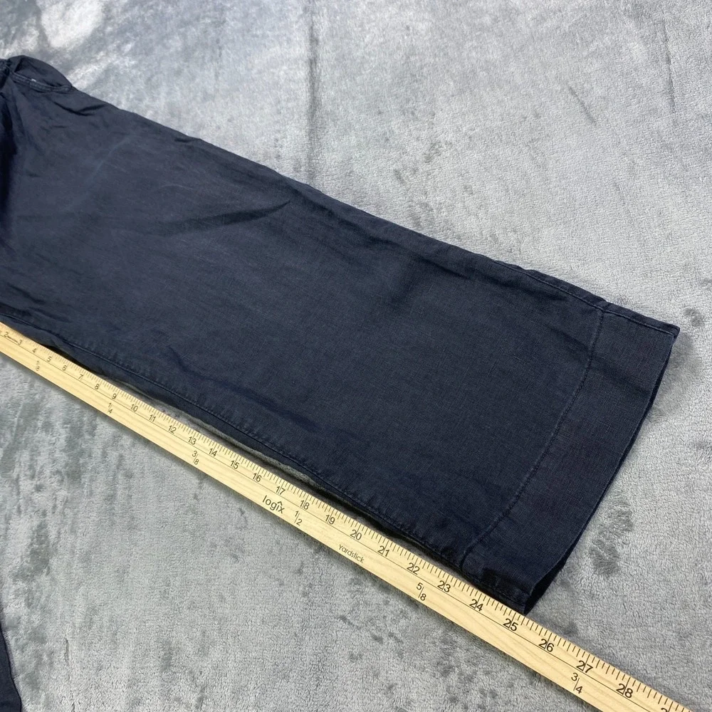 H&M Linen Blend Pants Womens XS Black Wide Leg Pull On Lagenlook Minimalist Chic